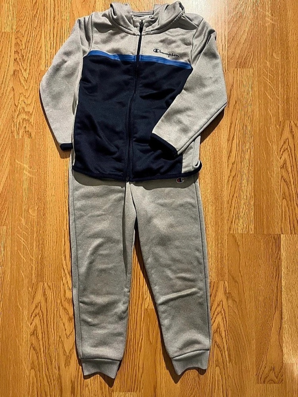 Champion Gray & Blue Zip-Up Track Jacket
